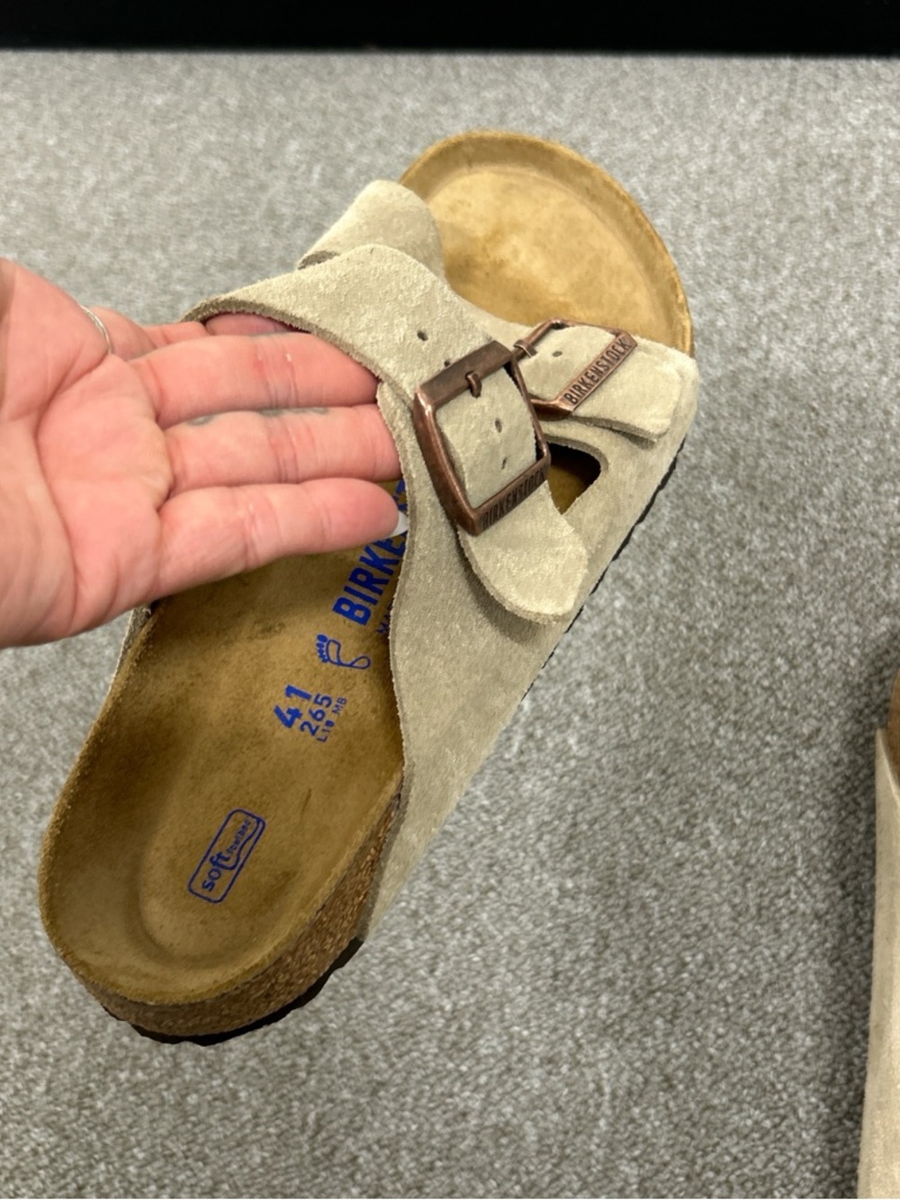 Birkenstock Arizona Suede Double Strap Sandals - Taupe - Picture 2 of 6